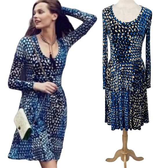 Anthropologie Dresses & Skirts - Anthropologie Plenty by Tracy Reese Dotscape Fit & Flare Abstract Print Blue M